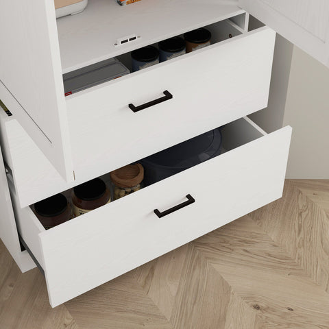 Rootz Freestanding Kitchen Cabinet - Pantry Storage - Living Room Cabinet - Adjustable Shelves - 75W x 39D x 178H cm