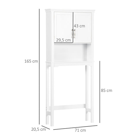 Rootz Toilet Shelf - Above Toilet Storage - Bathroom Organizer - Adjustable Shelf - Space Saving Design - 71cm x 20.5cm x 165cm - White