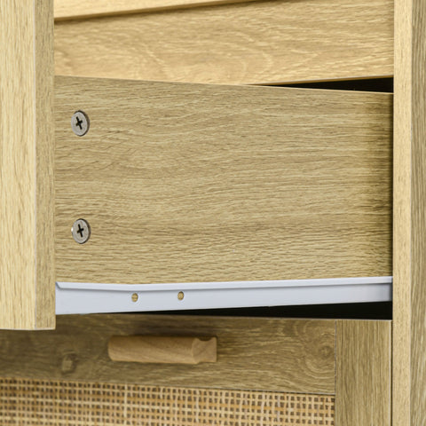 Rootz 4 Drawer Chest - Storage Furniture - Dresser - Brown - Bohemian Rattan Style - 90cm x 45cm x 108.5cm