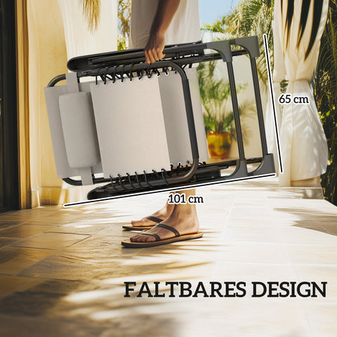 Rootz 3 Piece Garden Lounger Set - Sun Lounger - Relaxation Chairs - Adjustable Comfort - 90x65x110 cm - Brown and Black