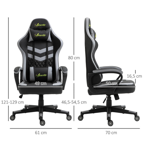 Rootz Gaming Office Chair - Gamer Chair - Ergonomic Chair - Neck & Lumbar Support - 61cm x 70cm x 121-129cm