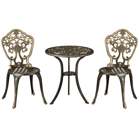Rootz Garden Bistro Set - Patio Furniture - 3-Piece Set - Elegant Design - 39cm x 52cm x 88cm Chair, Ø60cm x 65.5cm Table