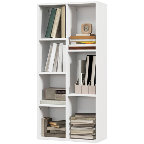 Rootz Storage Shelf Bookshelf - Display Shelf - 7 Cubes Organizer - Stable Chipboard - 50b x 24t x 106h cm, White