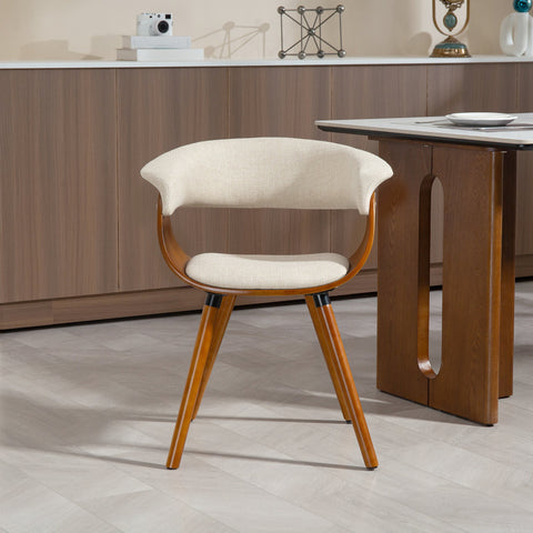 Rootz Dining Chair - Seating - Curved Backrest Support - Elegant Linen Look - 62x55x75cm - Brown