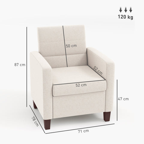 Rootz Upholstery Armchair - Linen Look Chair - Wooden Frame Chair - Comfortable Seating - 71cm x 87cm
