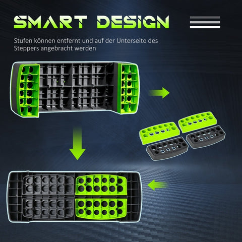 Rootz Adjustable Aerobic Stepper - Step Platform - Cardio Stepper - Non-Slip Surface - Adjustable Height - Durable Plastic - 78cm x 28cm x 20cm