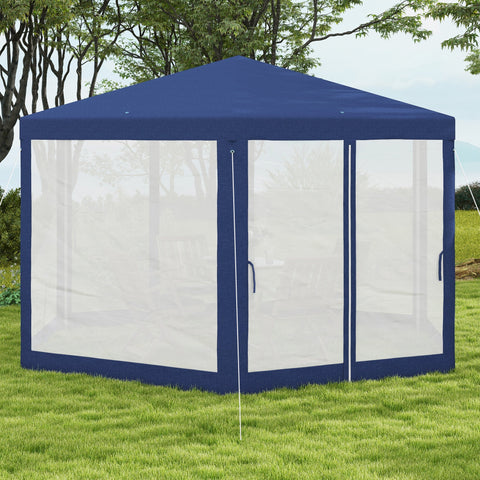 Rootz Garden Pavilion - 6-Corner Gazebo - Metal Frame Tent - Insect Protection - 3.94x3.412x2.5m - Blue