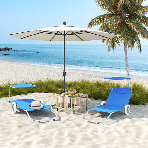 Rootz Foldable Sun Lounger - Beach Lounger - Garden Lounger - Adjustable Backrest - 62cm x 148cm x 85cm