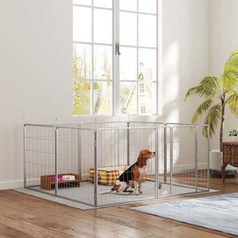 Rootz Pet Enclosure - Dog Fence - Pet Playground - Flexibly Customizable - Stainless Steel - 160x160x80cm