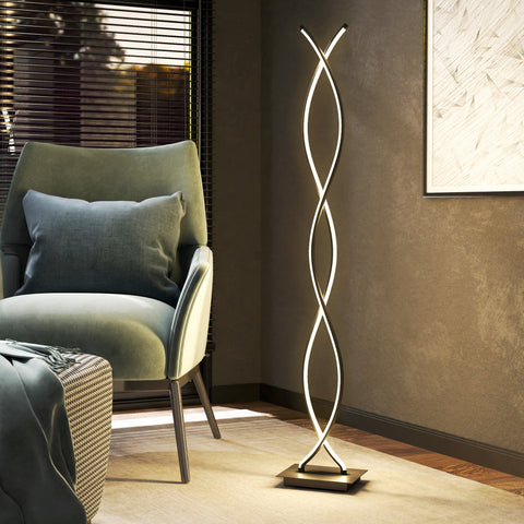 Rootz Floor Lamp - Standing Light - Living Room Lamp - Energy-Saving LED - 35L x 20B x 140H cm - Adjustable Brightness - Black