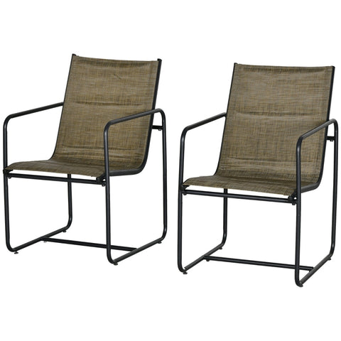 Rootz Garden Chair Set of 2 - Outdoor Seating - Patio Chairs - Breathable Cover - Robust Metal Frame - 54cm x 66.5cm x 88cm - Black/Brown