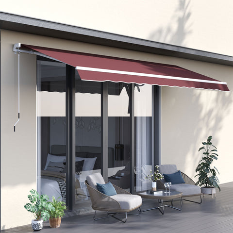 Rootz Awning Manual Pull-Out - Retractable Canopy - Sun Shade - Waterproof Polyester - 3.5m x 2.5m