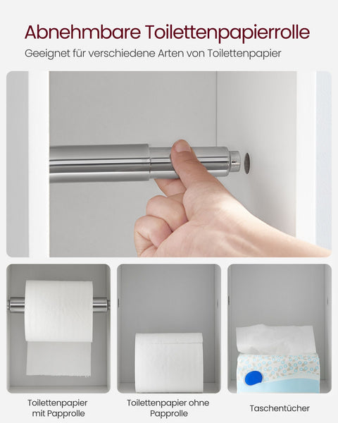Rootz Bathroom Storage Cabinet - Toilet Paper Holder - White MDF Organizer - Space-Saving Design - 20cm x 18cm x 76.7cm
