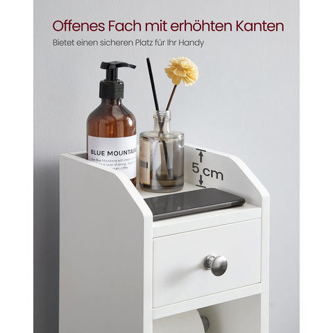 Rootz Bathroom Storage Cabinet - Toilet Paper Holder - White MDF Organizer - Space-Saving Design - 20cm x 18cm x 76.7cm