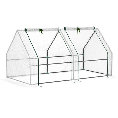 Rootz Greenhouse - Mini Greenhouse - 2 Zip Doors - Tear Resistant Film - UV-resistant - Metal Frame - White - 1.8 x 1 x 1m