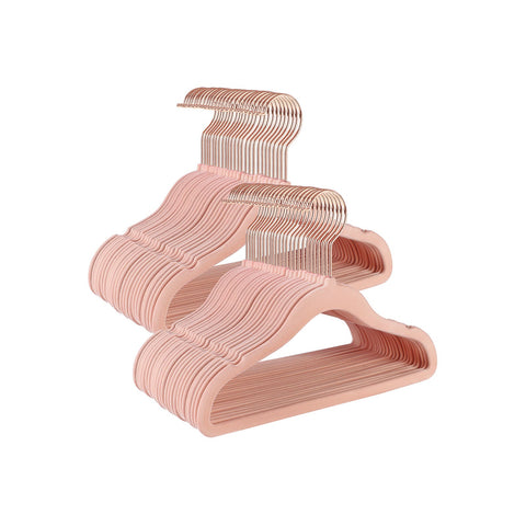 Rootz Children's Clothes Hangers Set - Kids Velvet Hangers - Non-Slip Compact Design - 360° Rotatable Hook - 30 x 0.5 x 20.5 cm - Pink