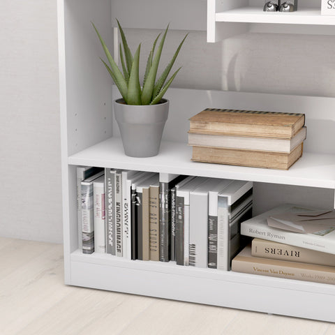 Rootz Bookcase Shelf - Storage Furniture - Bookshelf - Compact Design - 90L x 24W x 91H cm - Elegant & Versatile 4 Level Chipboard in White