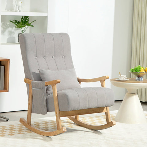 Rootz Rocking Chair - Nursing Chair - Swivel Rocker - Heavenly Soft Seat - Wide and Cozy - Beech Wood Frame - Gray - 65cm x 90cm x 98cm.