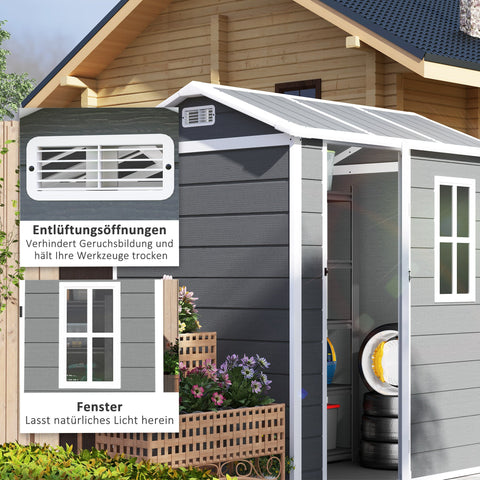 Rootz Garden House - Tool Shed - Outdoor Equipment Storage - Weatherproof & Lockable - 186cm x 130cm x 199cm
