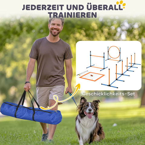 Rootz 7-Part Agility Equipment Set for Dogs - Training Course - Fitness Games - Transport Bag - Jump Hurdles 93cm x 72cm x 92cm
