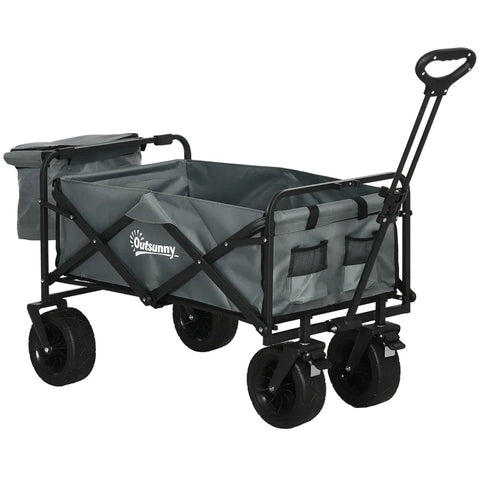 Rootz Handcart Roof - Foldable - Cooler Bag - Carry Bag - Steel Frame - 600D Oxford Polyester - Plastic - Dark Gray - 113L x 57W x 77-100H cm