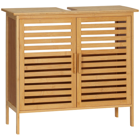 Rootz Bamboo Sink Base Cabinet - Bathroom Base Cabinet - Under Sink Storage - Elegant & Space-Saving - 66cm x 29cm x 61.5cm