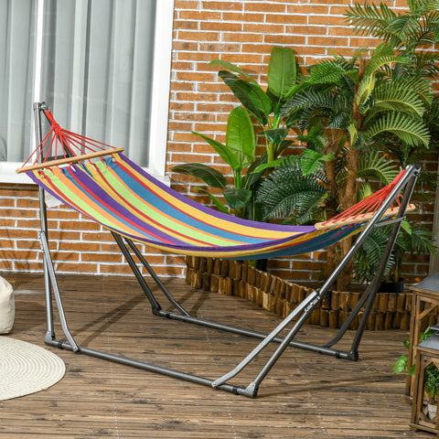 Rootz Foldable Garden Swing Hammock - Epoxy Resin - 1 Person Swing - Sturdy Metal Frame - 270cm x 100cm x 94cm