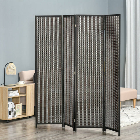 Rootz Foldable Room Divider - Privacy Screen - Paravent - High-Quality Wood/Bamboo - 180cm x 180cm - Brown/Black