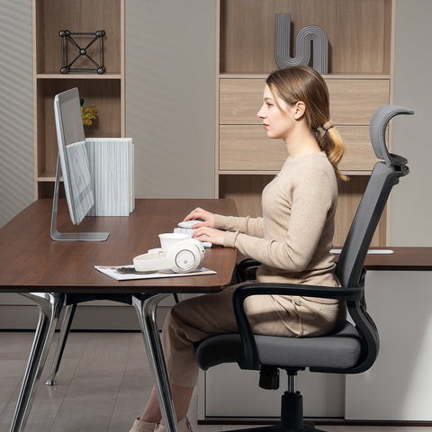 Rootz Grey Office Chair - Desk Chair - Ergonomic Chair - Breathable Art Wool - 69t x 109-117h cm