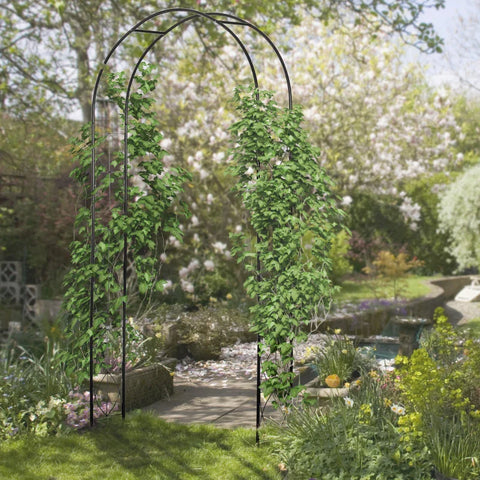 Rootz Garden Arch - Archway Trellis - Plant Arch - Garden Arch Roof - Metaal - Zwart - 114 x 30 x 230 cm