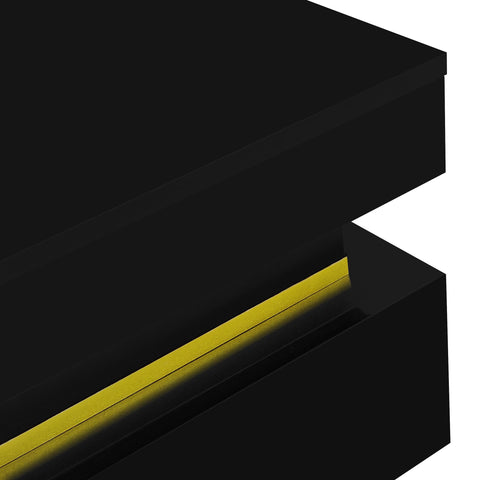 Rootz High Gloss Coffee Table - Living Room Table - Gold-Plated Accents - Ample Storage - 70cm x 70cm x 35.5cm