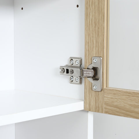 Rootz Tall Kitchen Buffet Cabinet - Dining Room Storage - Glass Door Cupboard - Ample Storage - 80 x 40 x 180 cm