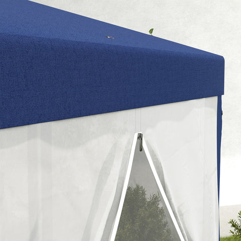 Rootz Garden Pavilion - 6-Corner Gazebo - Metal Frame Tent - Insect Protection - 3.94x3.412x2.5m - Blue