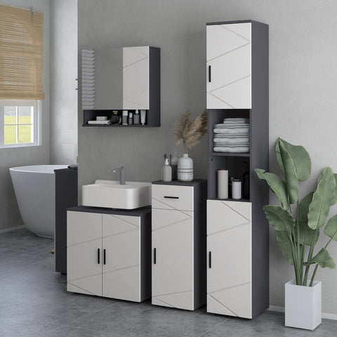 Rootz Bathroom Dresser - Wash Basin Unit - Bathroom Cabinet - Extra Storage - Grey - 60cm x 30cm x 60cm