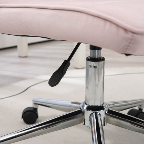 Rootz Office Chair - Computer Chair - Desk Chair - Height Adjustable - Soft Padding - Easy Mobility - 51cm x 64cm x 78-88cm - Pink Velvet Look