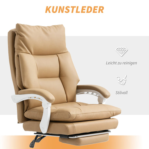 Rootz Ergonomic Desk Chair - Office Chair with Lumbar Support - Swivel Chair - Footrest - Light Brown - 65cm x 76cm x 113-121cm