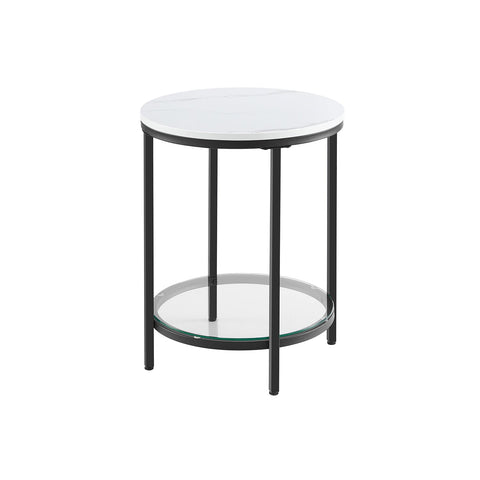 Rootz Marble Look Side Table - End Table - Accent Table - Steel Frame - Chipboard - Tempered Glass - 45cm x 55cm - Lightweight - Sturdy - Easy Assembly