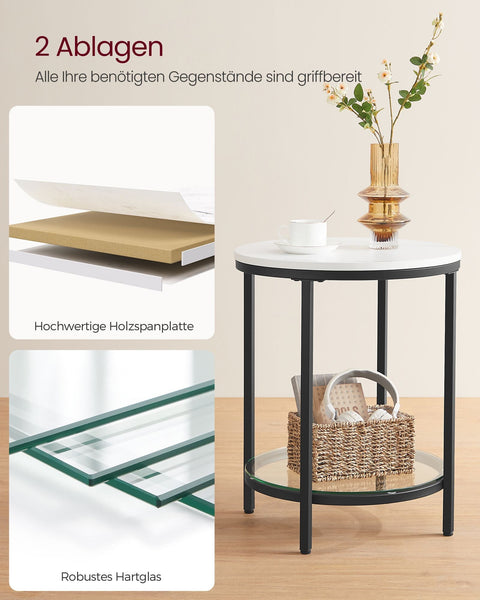 Rootz Side Table 2 Level - Accent Table - End Table - Sleek Design - 45cm x 55cm