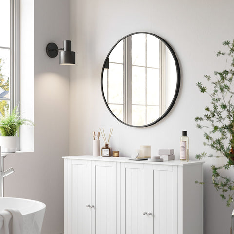 Rootz Round Mirror - Vanity Mirror - Wall Mirror - Aluminum Alloy Frame - MDF Backboard - Glass - Lightweight - Easy to Install - 61cm x 3.6cm x 61cm