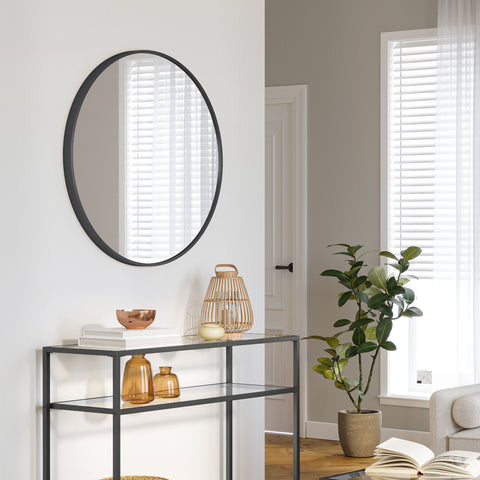 Rootz Round Mirror - Vanity Mirror - Wall Mirror - Aluminum Alloy Frame - MDF Backboard - Glass - Lightweight - Easy to Install - 61cm x 3.6cm x 61cm