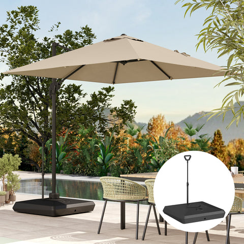 Rootz Umbrella Stand - Parasol Base - Fillable Umbrella Holder - Adjustable Wheels - 95cm x 95cm x 117cm - Black