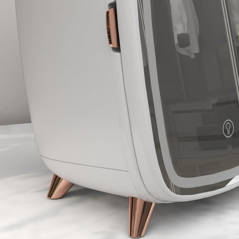 Rootz 6L Cosmetic Mini Fridge - Beauty Fridge - Skincare Cooler - Preserves Products - 24.3x19.4x35.6cm - Mirror & LED Lights