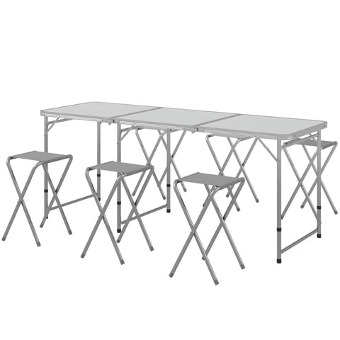 Rootz Picnic Set Folding Table with Chairs - Portable Dining Set - Outdoor Furniture - Comfort, Durability, Convenience - 180cm x 60cm x 70cm Table, 32cm x 28cm x 35cm Chairs