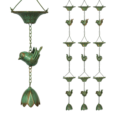 Rootz 3er Set Rain Chain - Drain Chain - Rainflow Chain - Corrosion-Resistant - 123cm x Ø12cm for Easy Garden Decoration