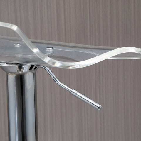 Rootz Set of 2 Bar Stools - Counter Stools - Acrylic Seats - Height Adjustable - 39x39x67-87cm - 360° Rotatable - Chrome Frame