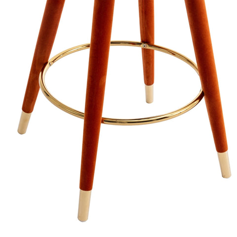 Rootz Velvet Bar Stool - Retro Stools - Luxurious Seats - 360° Rotation - Dimensions: 53cm x 50.5cm x 93cm