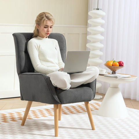 Rootz Upholstered Armchair - Living Room Chair - Reading Chair - Velvet Comfort - 66W x 75D x 100H cm - Supports up to 120 kg