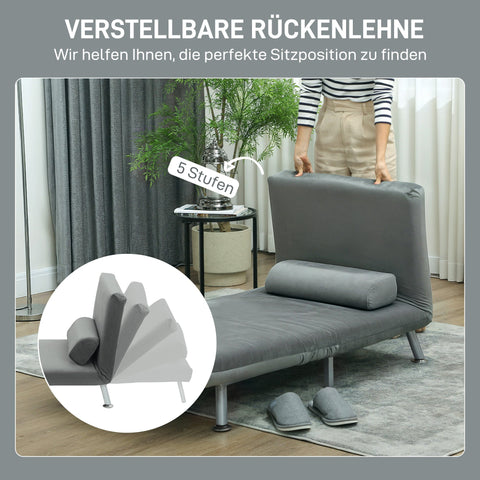 Rootz Folding Armchair with Bed Function - Convertible Chair - Velvet Sleeper - Space-Saving Comfort - 75 x 70 x 75 cm - Grey