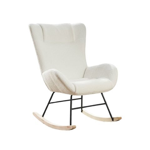Rootz Elegant Teddy Velvet Rocking Chair - Leisure Chair - Relaxing Chair - Optimal Comfort - 67.5L x 93W x 93H cm