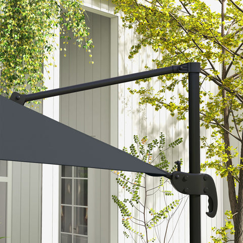 Rootz Square Swiveling Crank Parasol - Outdoor Umbrella - Garden Screen - 360° Rotation - 2.95m x 2.95m x 2.66m Grey